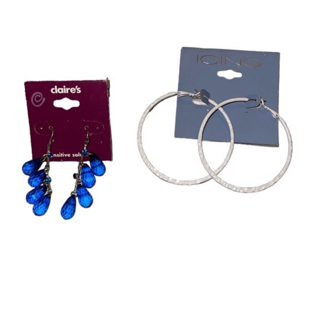New Claire’s/Icing 2 Pairs Of Pierced Earrings